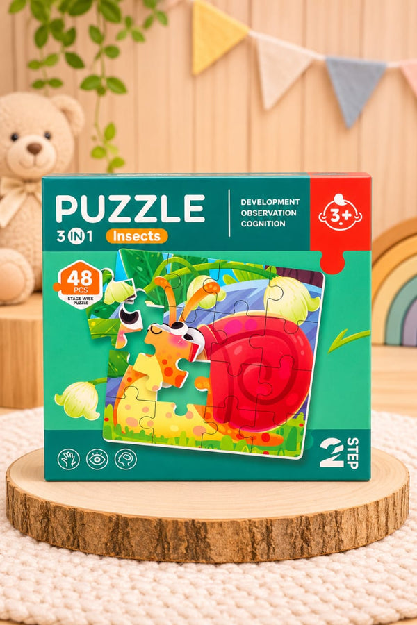 Puzzle Magnético Mini 3 en 1 Insectos Nivel 2: rompecabezas para armar con tu hijo