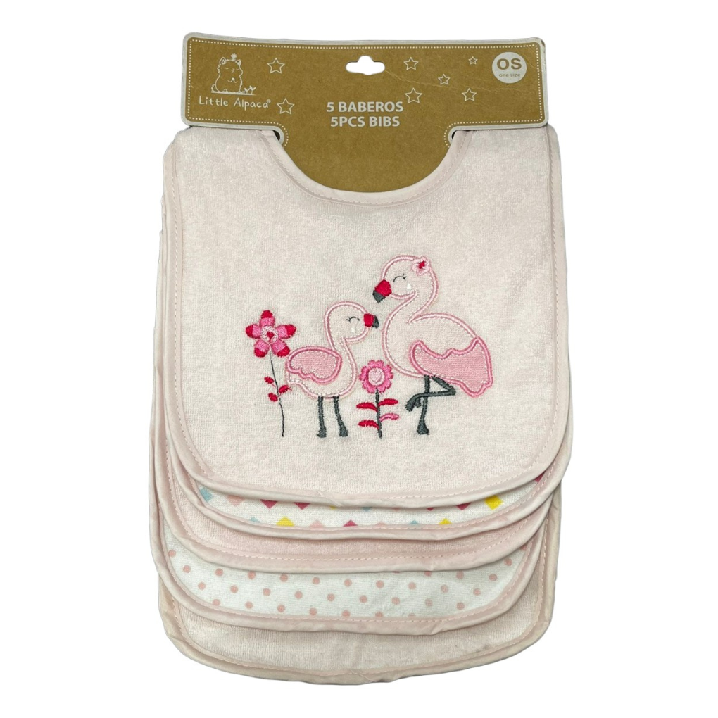 Pack 5 Baberos Flamenco Rosa