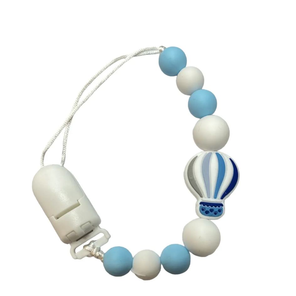 Porta Chupetes de Silicona Globo Celeste