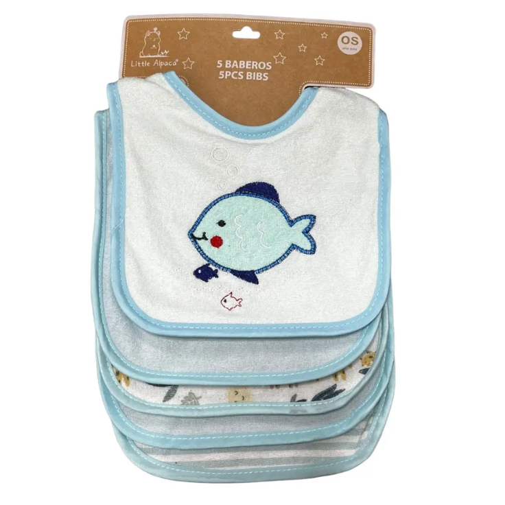 Pack 5 Baberos Pez Celeste
