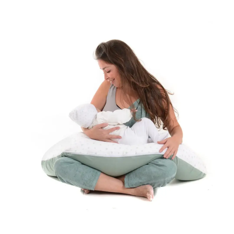 Cojín Maternal Multifuncional Blanco Verde de Microperlas