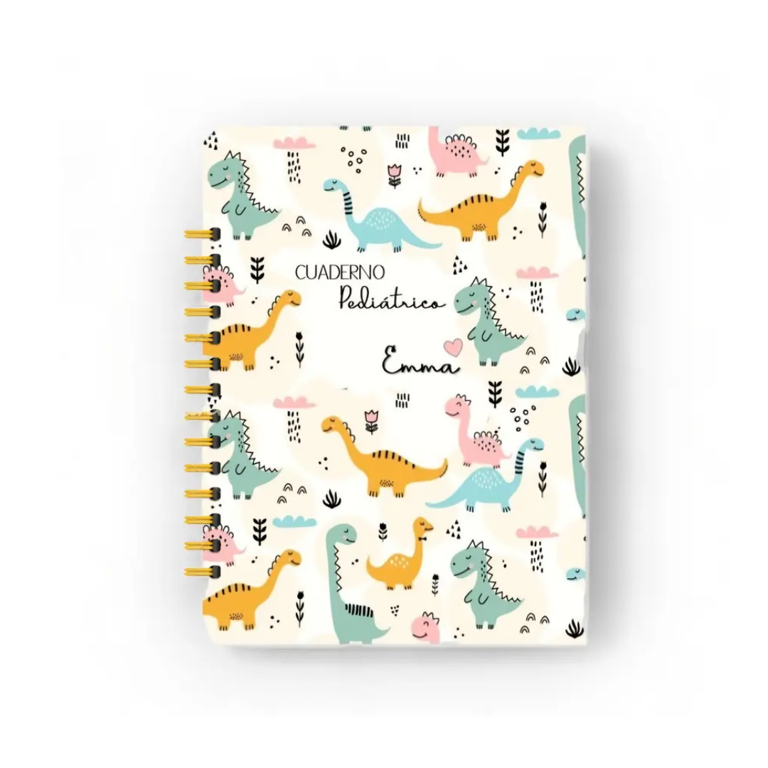 Agenda Pediátrica Personalizada Dinosaurio Rosa