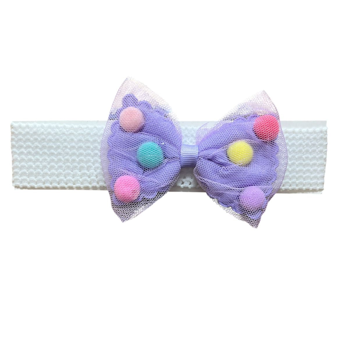 Cintillo Diseño Lazo Lila Puntos