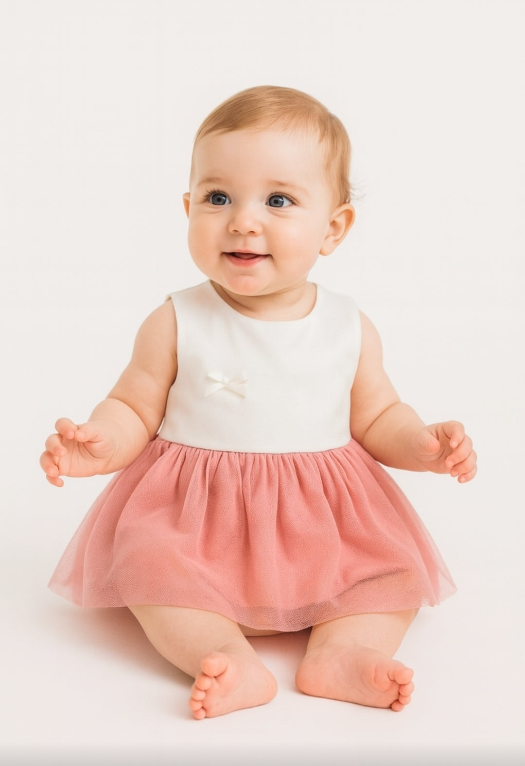 Vestido Blanco y Rosa 🩷