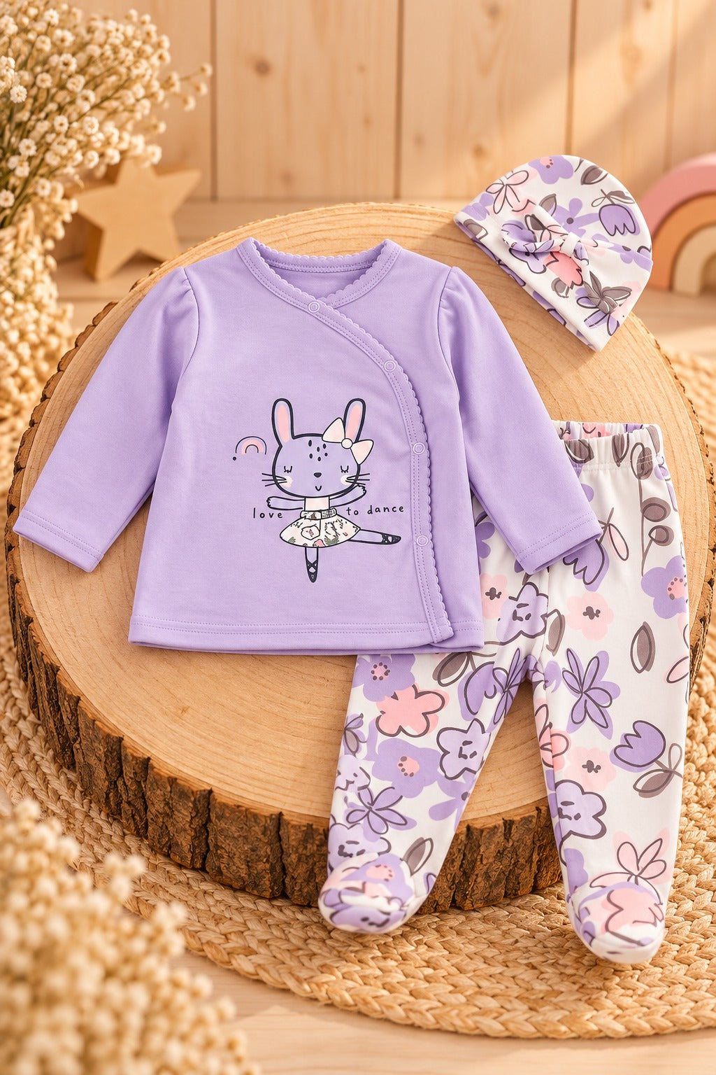 Conjunto Bebé 3 Piezas Conejita Bailarina – Lavanda 🌸🐰