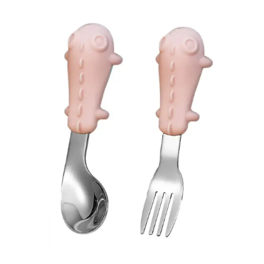 Set Cubierto de Acero Rosado