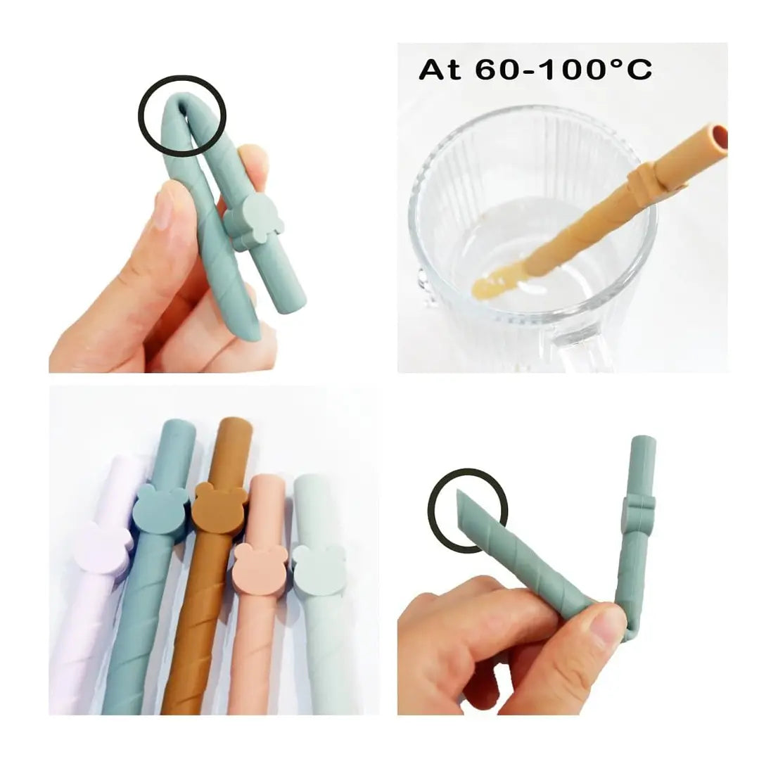 Set 10 Bombillas de Silicona con Cepillo Limpiador