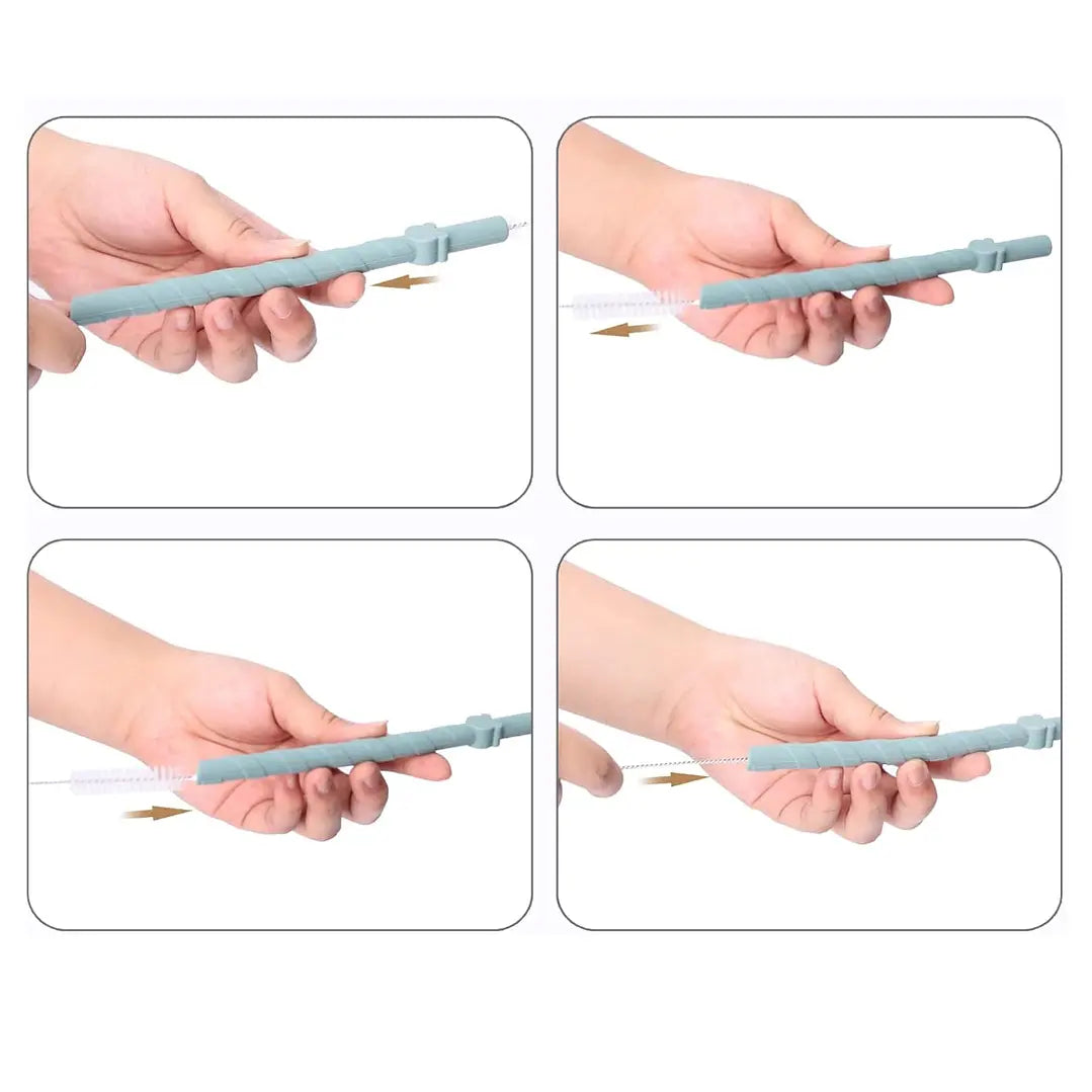 Set 10 Bombillas de Silicona con Cepillo Limpiador