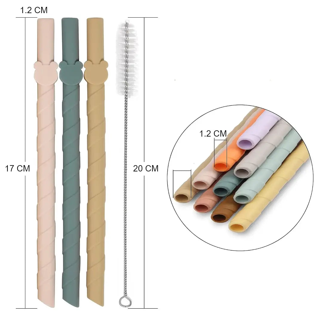 Set 10 Bombillas de Silicona con Cepillo Limpiador