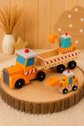 Set de Camiones y Vehículos de Construcción de Madera