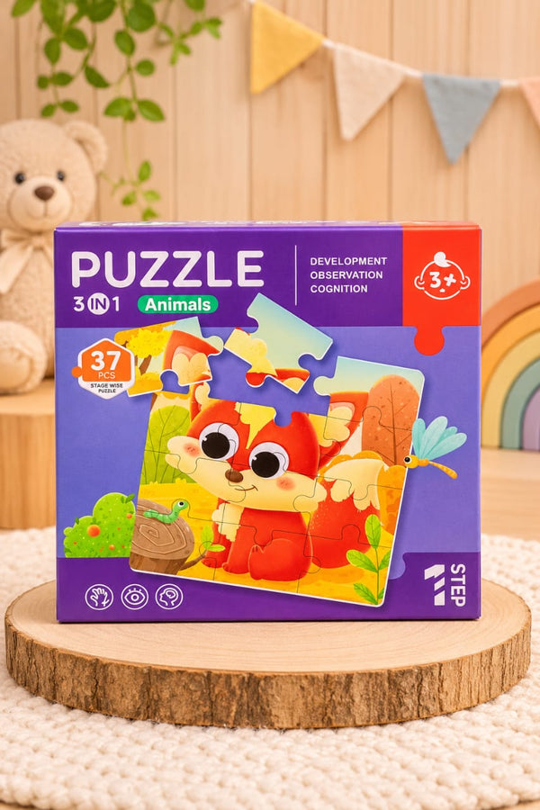 Puzzle Magnético Mini 3 en 1 Animales Nivel 1: rompecabezas para armar con tu hijo