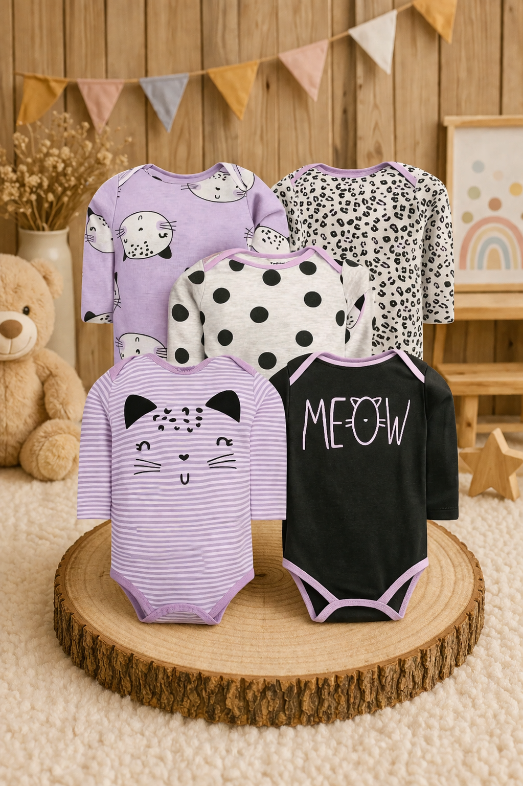 Pack 5 Bodies Gatito Lila🐱💜