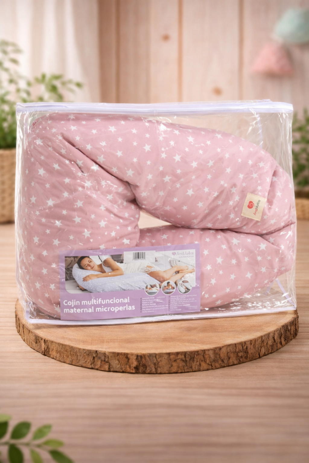 Cojín Maternal Multifuncional Rosado de Microperlas