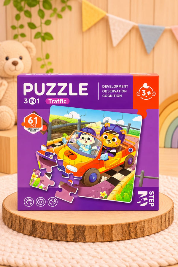 Puzzle Magnético Mini 3 en 1 Tránsito Nivel 3: rompecabezas para armar con tu hijo