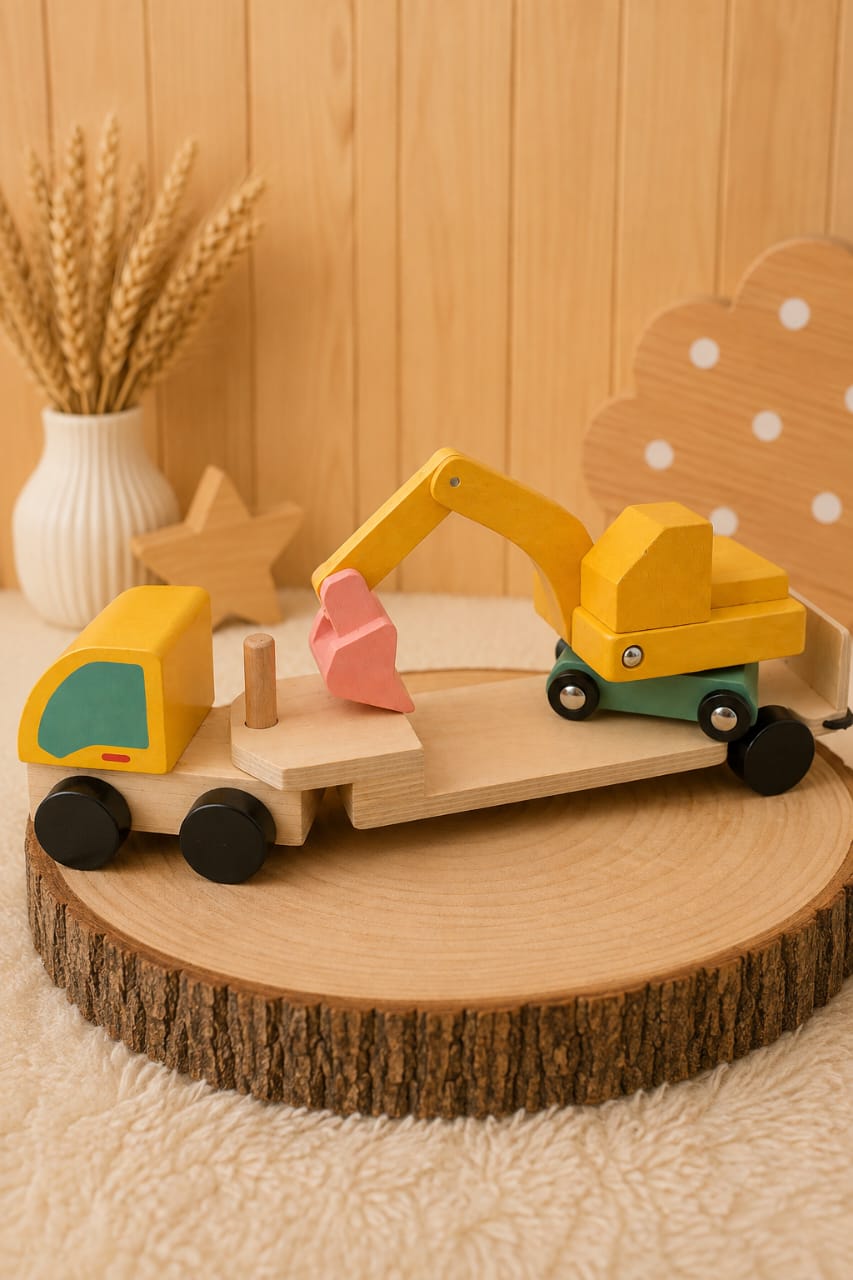 Camión con Excavadora de Madera