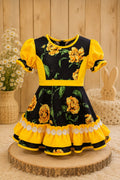 Vestido Huasita Chinita Corset  Amarillo & Negro