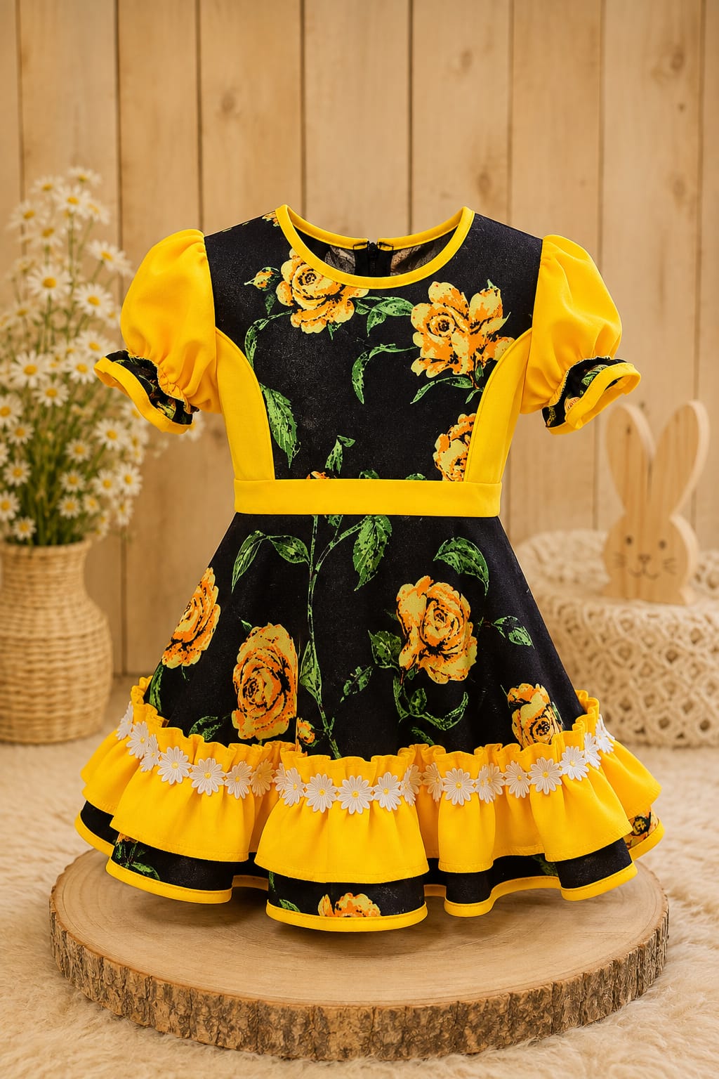 Vestido Huasita Chinita Corset  Amarillo & Negro