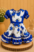 Vestido Huasita Chinita Corset Azul & Blanco