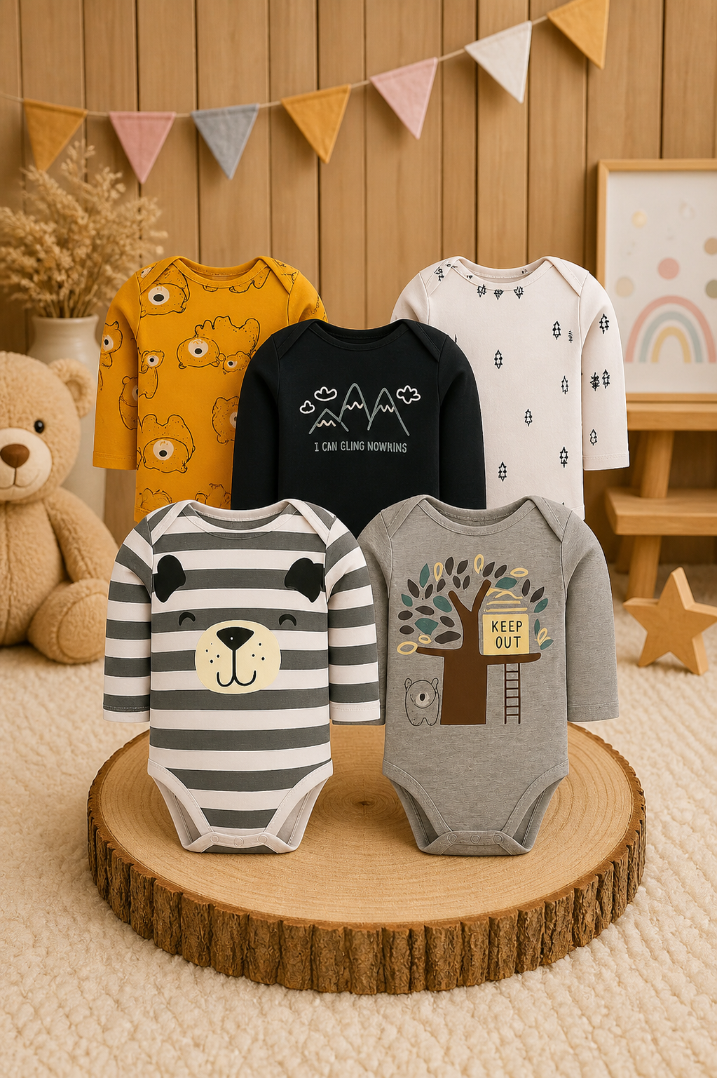 Pack 5 Bodies Osito Gris🐻