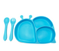 Plato y Servicio de Silicona Conejo Celeste