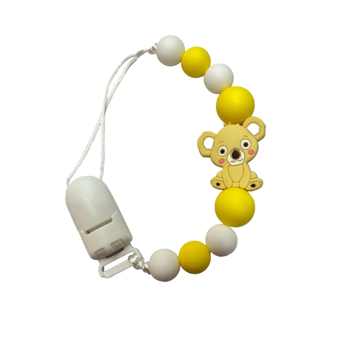 Porta Chupetes de Silicona Koala Amarillo