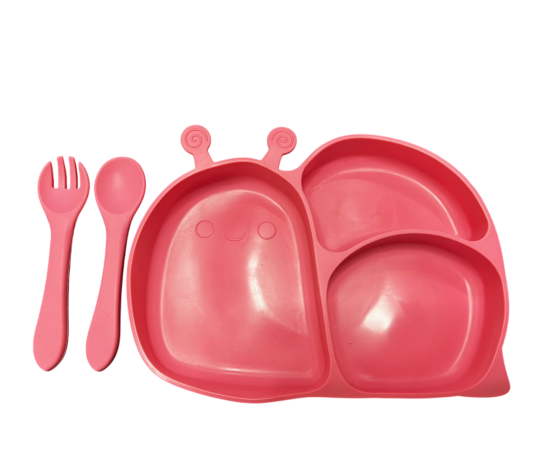 Plato y Servicio de Silicona Conejo Fucsia