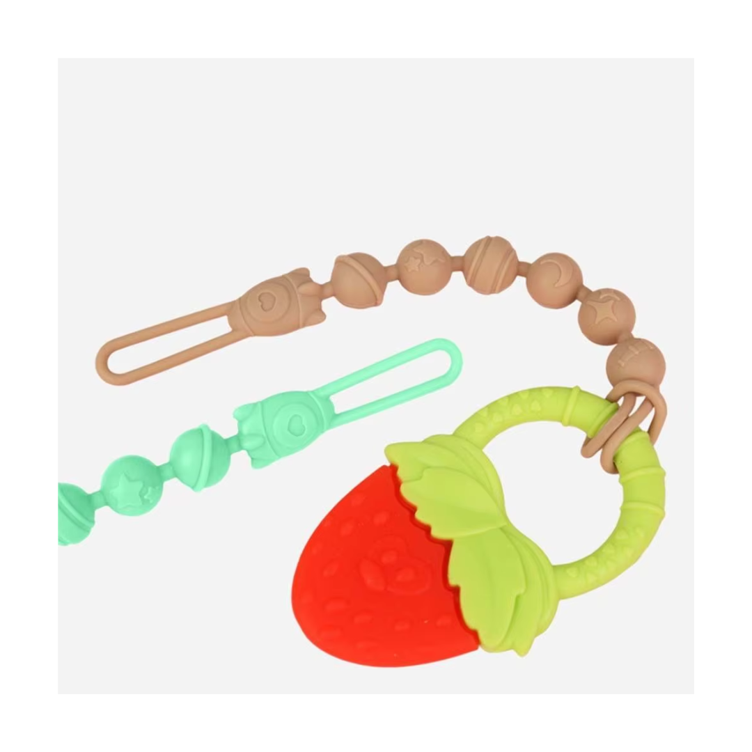 Porta Chupetes de Silicona Relieve Rojo