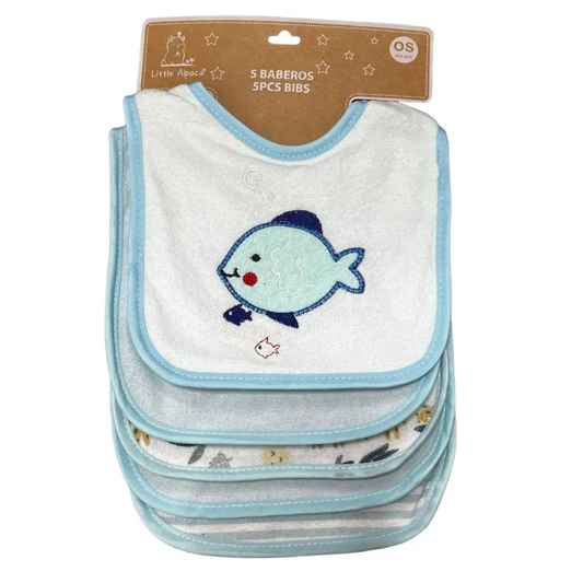 Pack 5 Baberos Pez Celeste
