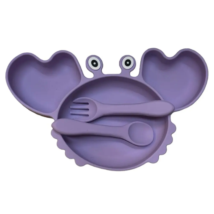 Plato y Servicio de Silicona Cangrejo Lila
