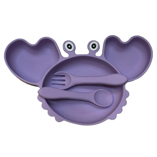 Plato y Servicio de Silicona Cangrejo Lila