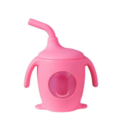 Vaso de Silicona con Bombilla Rosado