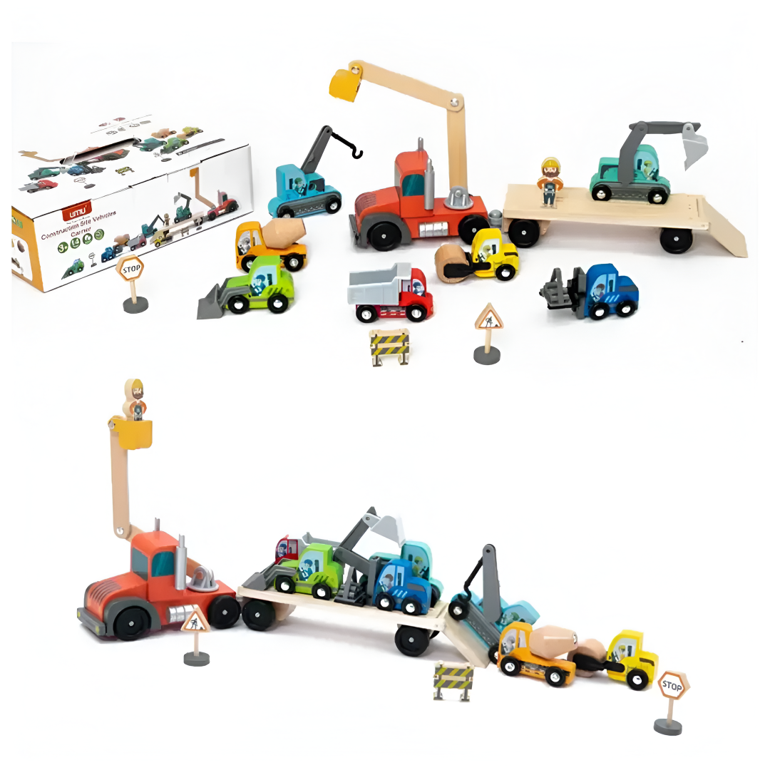 Set Camiones y Vehículos de Madera