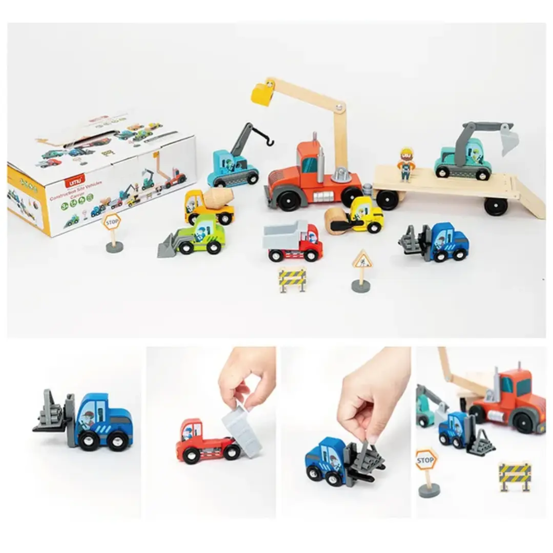 Set Camiones y Vehículos de Madera