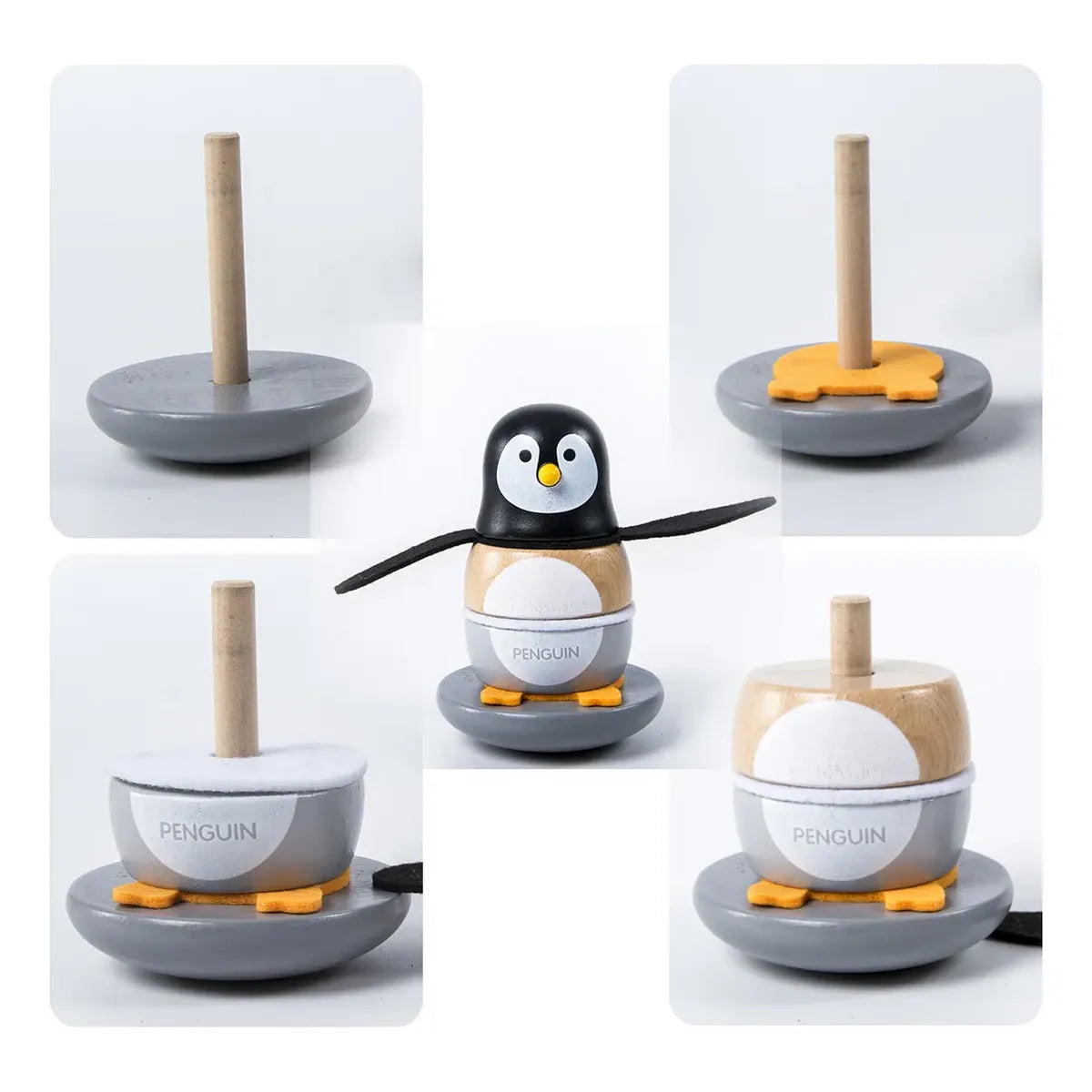 Pingüino Apilable de Madera