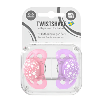 Chupetes Rosado & Violeta Twistshake 0 a 6 meses