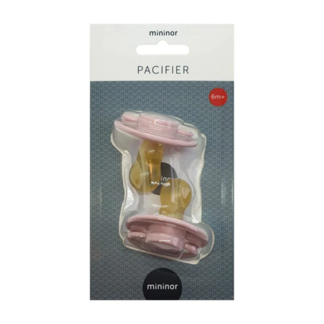 Chupetes Rosado Redondos Mininor Látex 6m+ 2 uns