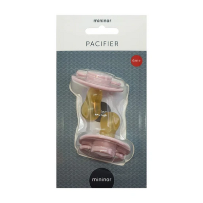 Chupetes Rosado Redondos Mininor Látex 6m+ 2 uns