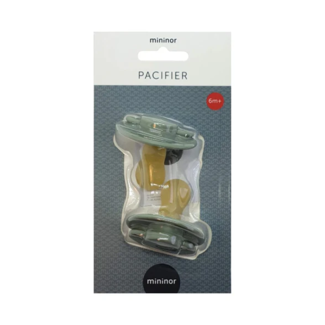 Chupetes Verde Redondos Mininor Látex 6m+ 2 uns