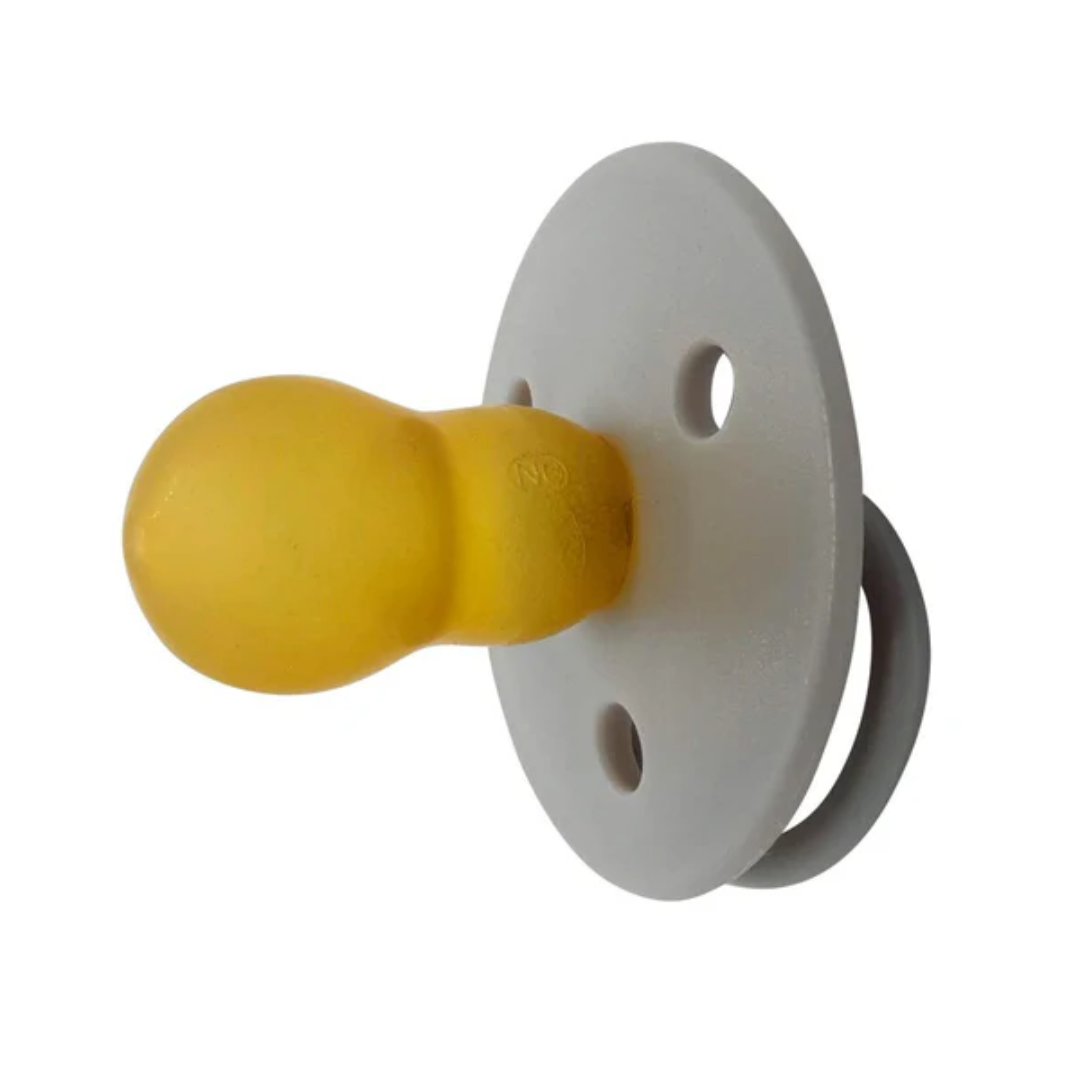 Chupetes Gris Redondos Mininor Látex 6m+ 2 uns