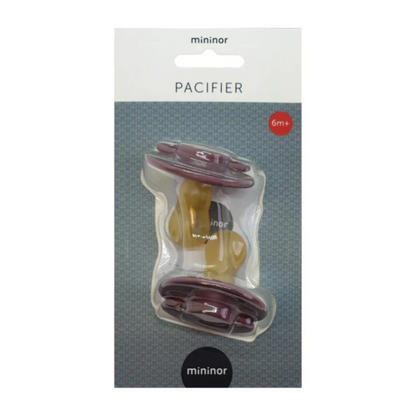 Chupetes Burdeo Redondos Mininor Látex 6m+ 2 uns