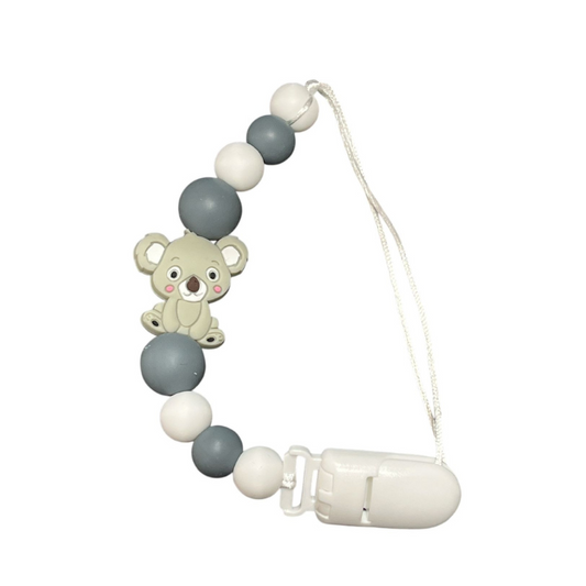 Porta Chupetes de Silicona Koala Gris