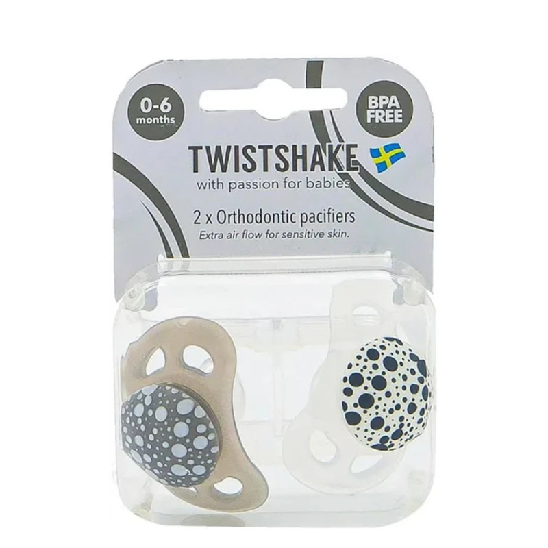 Chupetes Gris & Blanco Twistshake 0 a 6 meses