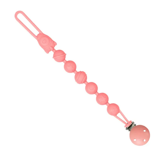 Porta Chupetes de Silicona Relieve Rosado