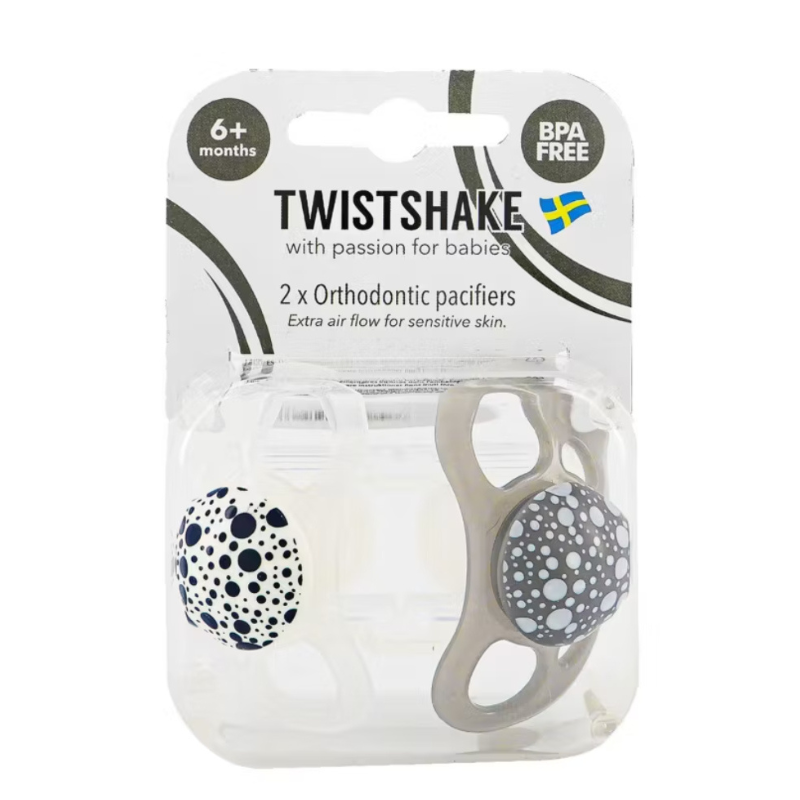 Chupetes Gris & Blanco Twistshake +6 meses