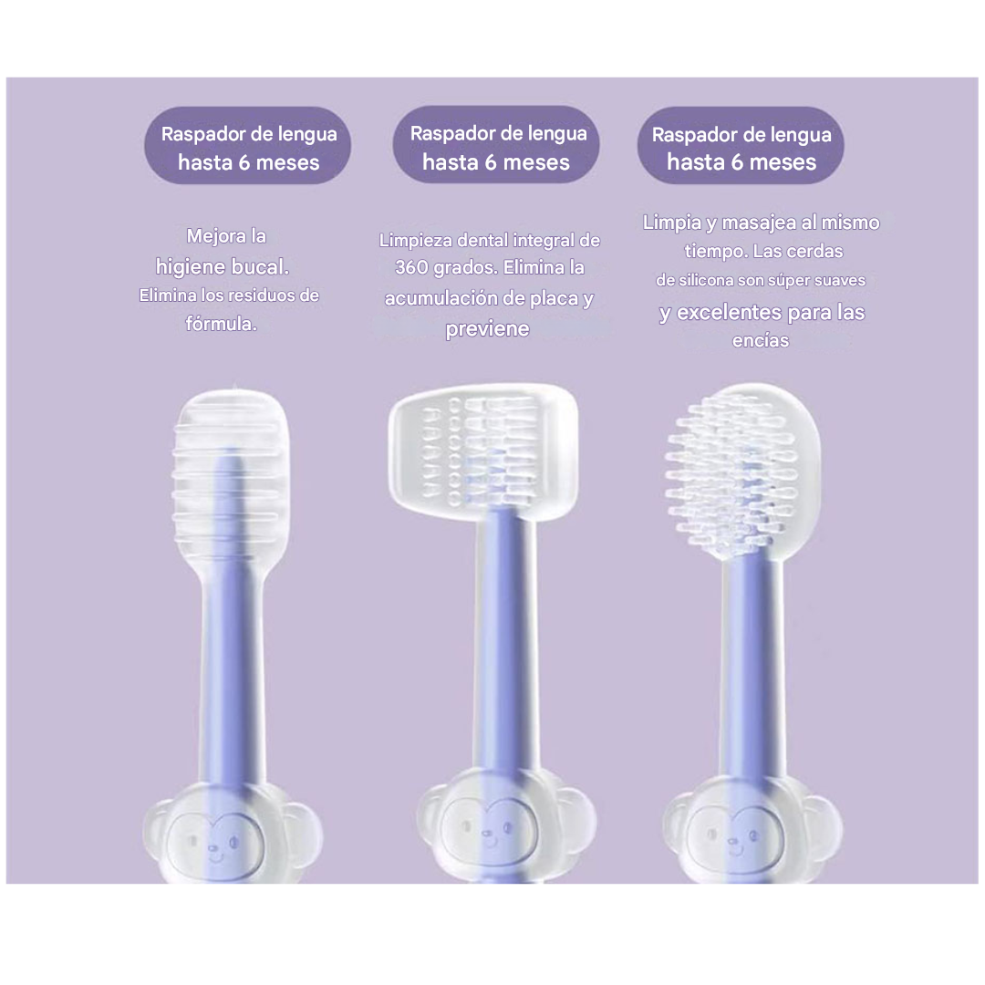 Set 3 Cepillos Dentales de Silicona Verde