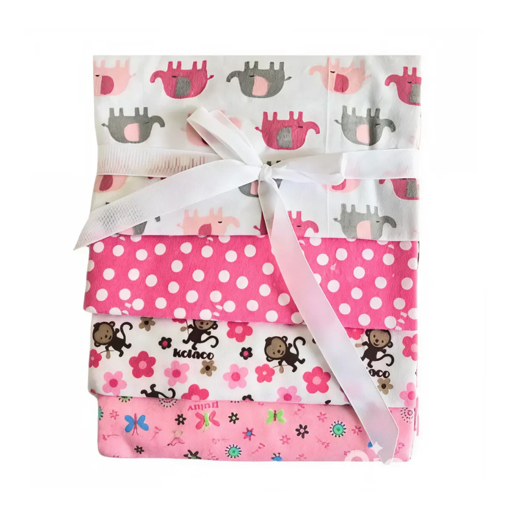 Set de 4 Tutos de Algodón Franela Elefantes