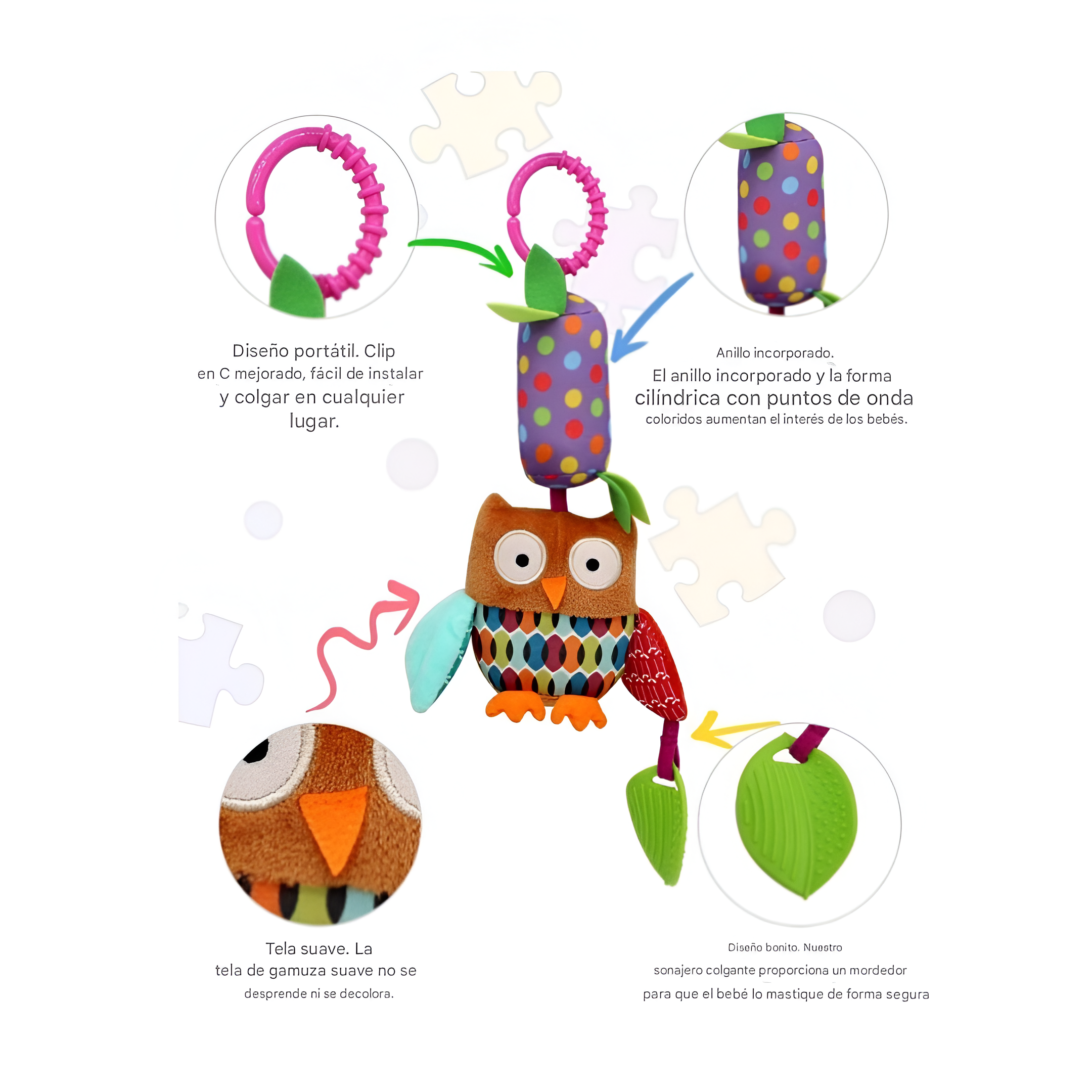 Sonajero Cascabel Para Coche Elefante Celeste