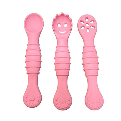 3 Cucharas de Aprendizaje de Silicona Rosado