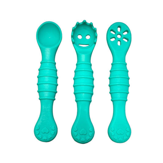 3 Cucharas de Aprendizaje de Silicona Turquesa