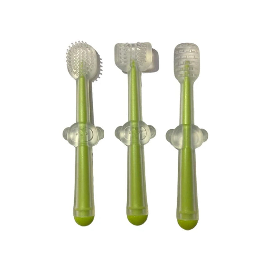 Set 3 Cepillos Dentales de Silicona Verde